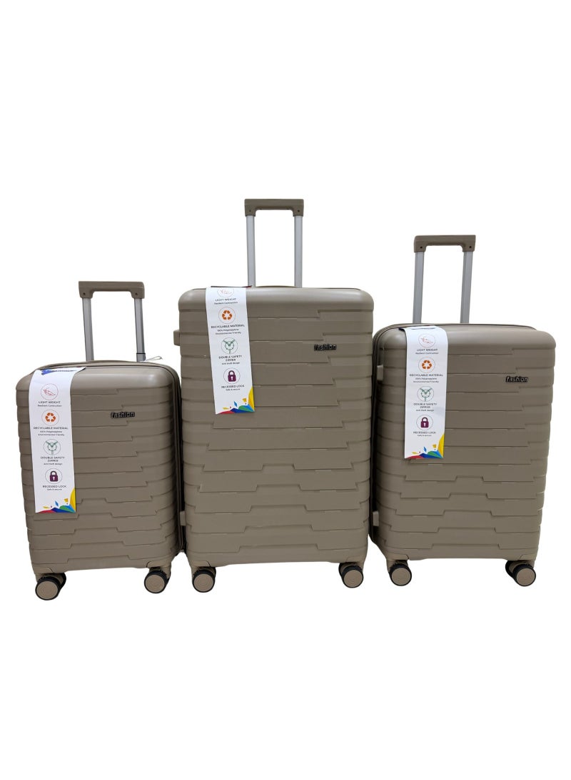 طقم حقائب سفر من مادة PP-بولي بروبيلين (غير قابل للكسر) مكون من 3 قطع بمقاسات 20-24-28 بوصة - Image 2