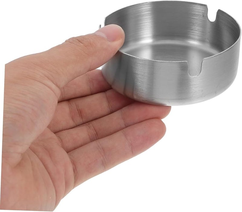 منفضة سجائر من الفولاذ المقاوم للصدأ مع غطاء متينة للاستخدام الداخلي والخارجي محمولة للمنزل والمكتب والحديقة - Image 3