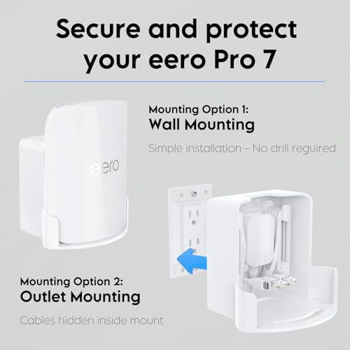 XLTTYWL eero Pro 7 Wall Mount Kit, erro 7 Pro Outlet Mount Bracket Optimize Space&Cable Management Accessories eero Pro 7 Compatible with erros Pro 7 Tri-Band Mesh Wi-Fi 7 Router (White, 1 Pack) - Image 5