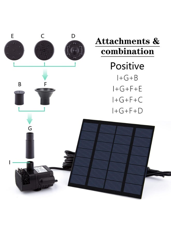 Solar Fountain Pump Kit with Separate Solar Panel, 1.8 W Upgraded Solar Water Pump with 3M Long Cable 4 Nozzles Solar Water Fountain for Bird Bath, Outdoor Pond Patio Garden Fish Tank - Image 4
