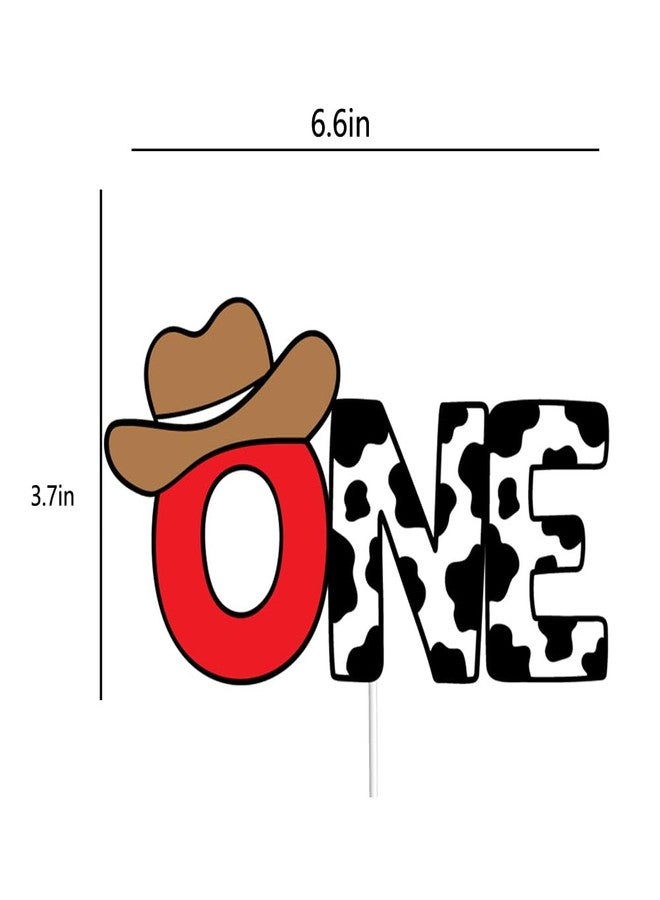 Yuezoloz Farm Theme 1st Birthday Cake Topper for Boys,Cow Print ONE with Cowboy Hat,Safe Cardstock Decor for 1 Year Old Boy’s Cake Celebration (6.6"x3.7") (1st boys) - Image 2