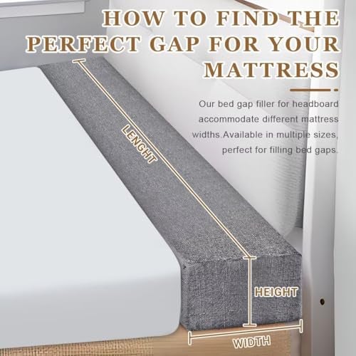 NANGELRN Bed Gap Filler,High-Density Bed Crack Filler with Removable Cover,Mattress Extender for Headboard Gap,Spacer Filler Between Mattress and Wall,Wedge Gap Filler,Dark Gray,39"x2"x6",Twin/Twin XL - Image 2