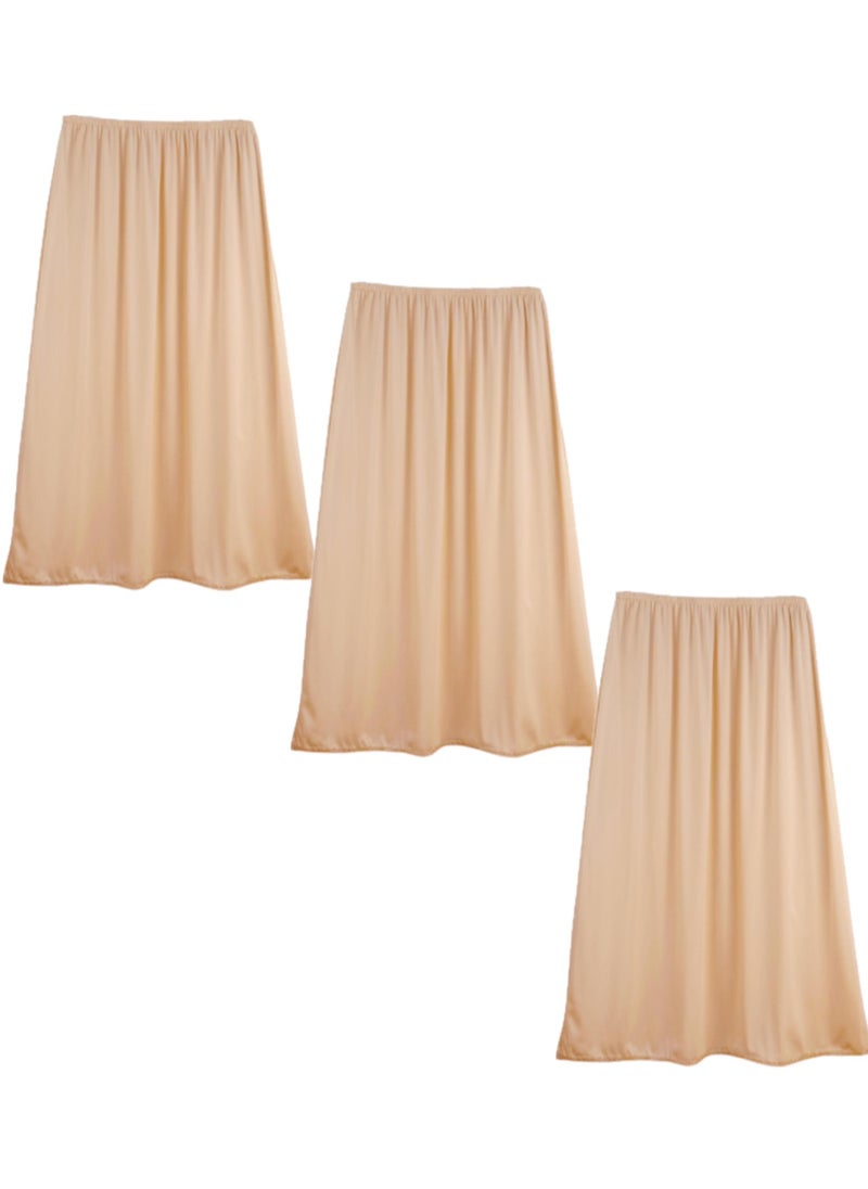 City Rose 3- Pieces Skirt Soft Durable And Cold Inner Nylon With Elasticized Waistband And Small Lace Women Beige  - Image 1
