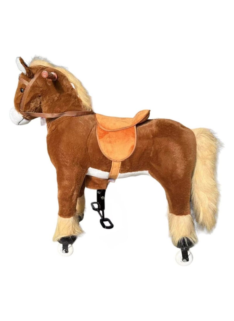 Lovely Baby حصان جميل للأطفال LB J001، ألعاب ركوب الخيل للأطفال، حصان ميكانيكي كبير للركوب عليه، يرتد لأعلى ولأسفل ويتحرك للأطفال من سن 4 إلى 12 عامًا، بني  - Image 1