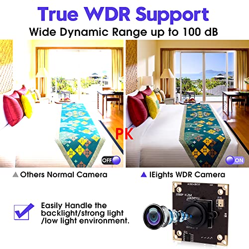 ELP USB Camera WDR H.264 3megapixel 1536p Camera Module for Computer,3mp AR0331 Camera Module with Microphone Mini UVC USB2.0 Webcam Board,WDR 100db 3.7mm Pinhole Hidden USB Camera Module for Most OS - Image 2
