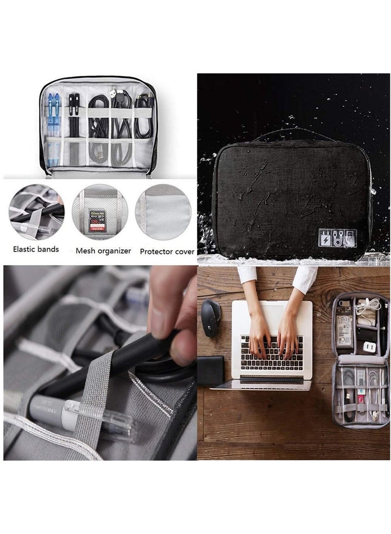 حقيبة منظم الكابلات حقيبة تخزين كبلات السفر تحمي محركات بطاقات الذاكرة ومحولات الشحن ومحولات الأجهزة الأخرى - Image 4