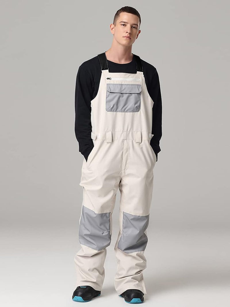 SEARIPE Mens Snow Bibs Adjustable Overalls Pants Women Wear-resistant Bib Hiking Climbing Insulated Ski Pants(K05White,XL) - Image 3