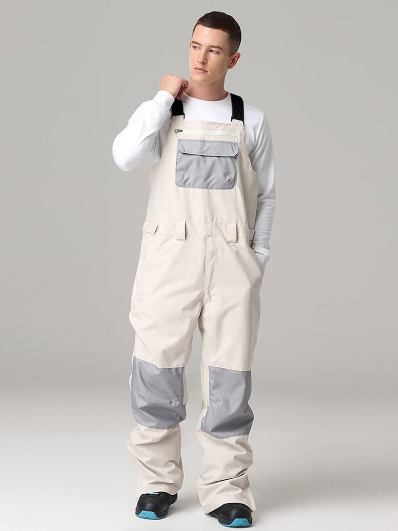 SEARIPE Mens Snow Bibs Adjustable Overalls Pants Women Wear-resistant Bib Hiking Climbing Insulated Ski Pants(K05White,XL) - Image 2
