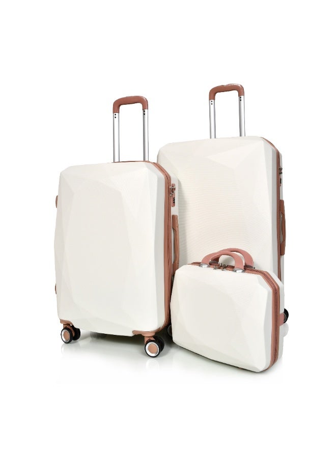 MORANO Morano Women Luggage Hard Trolley Travel Bags 4 Pieces Set Sizes 28''-24''-20''-14'' Inches Special Beige - Image 3