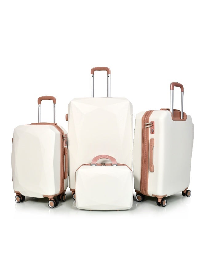 MORANO Morano Women Luggage Hard Trolley Travel Bags 4 Pieces Set Sizes 28''-24''-20''-14'' Inches Special Beige - Image 2