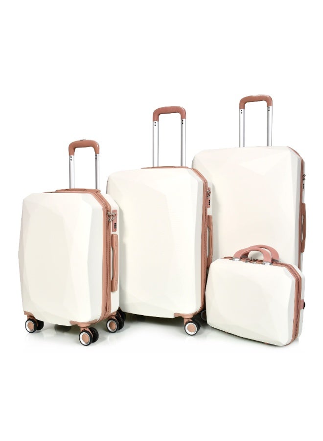 MORANO Morano Women Luggage Hard Trolley Travel Bags 4 Pieces Set Sizes 28''-24''-20''-14'' Inches Special Beige - Image 1