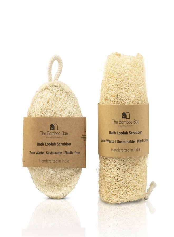 The Bamboo Bae Natural Loofah|Straight&Oval Eco Friendly Loofah|Set Of 2|Body Scrubber For Exfoliating&Dead Skin Removal|Bright&Glowing Skin(Pack Of 2(1 Oval + 1 Straight)) - Image 1