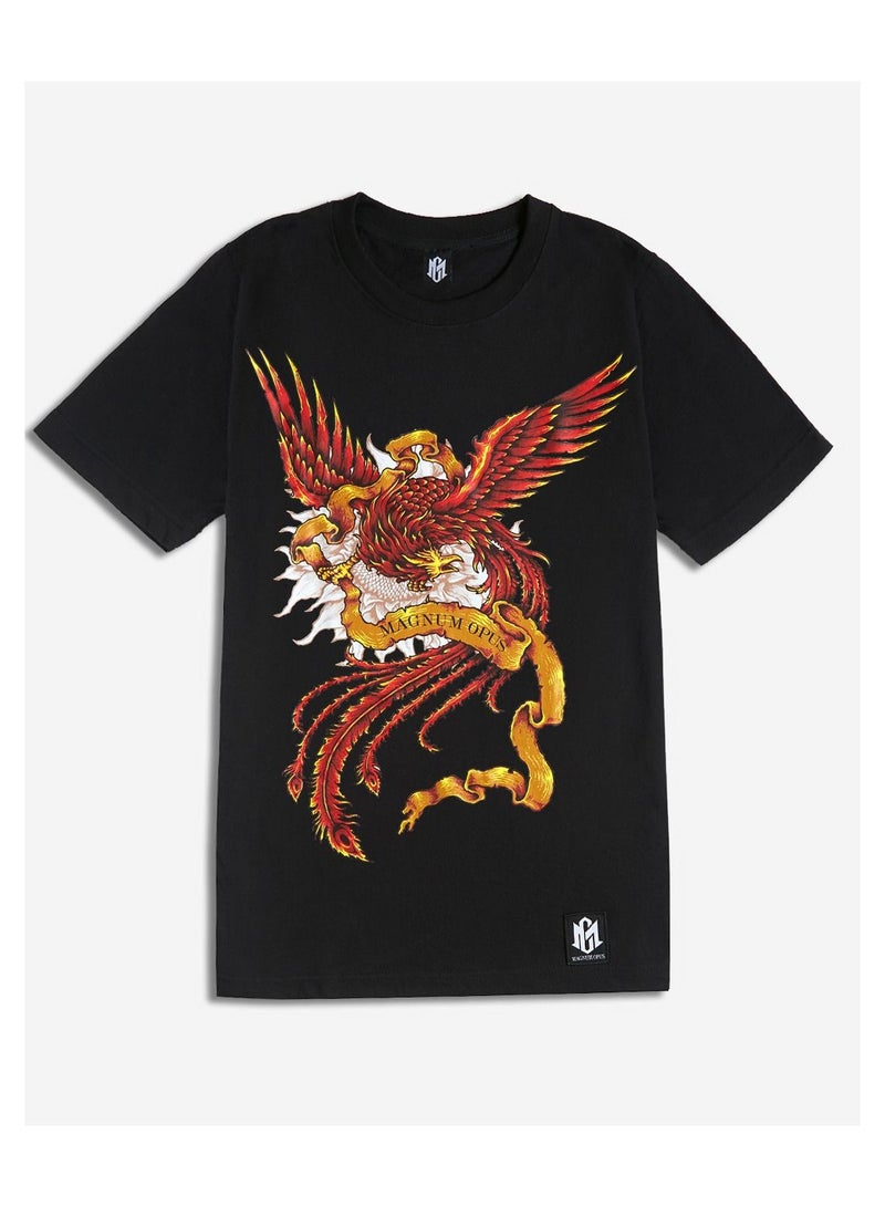 MAGNUM OPUS Graphic Phoenix Print Crew Neck T-shirt - Image 3