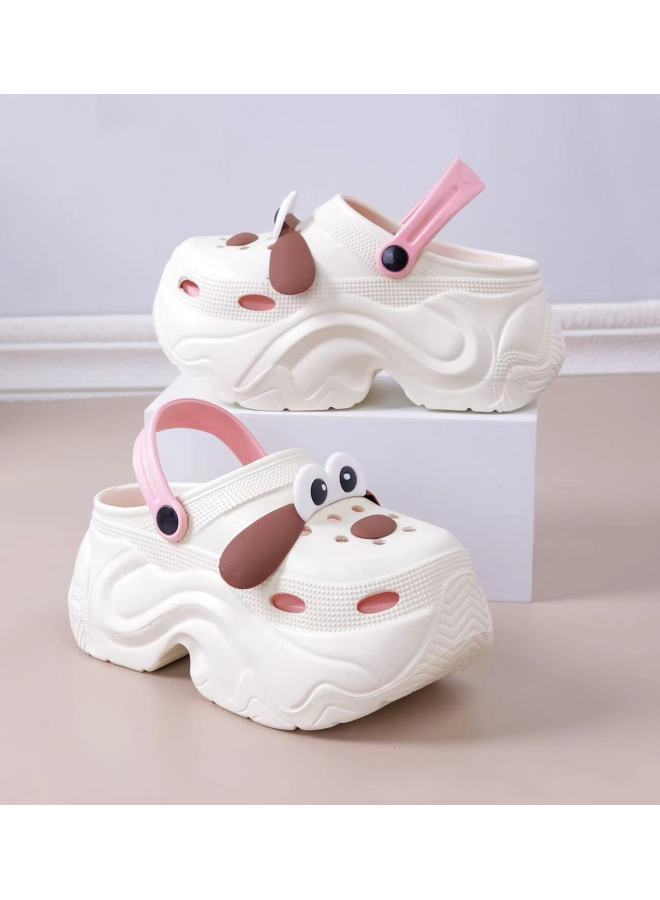 High-heeled Cave Shoes Women's Outdoor Wear Autumn And Winter New All-match Indoor And Outdoor Home Fleece-lined Warm Maomao Cotton Slippers For Girls