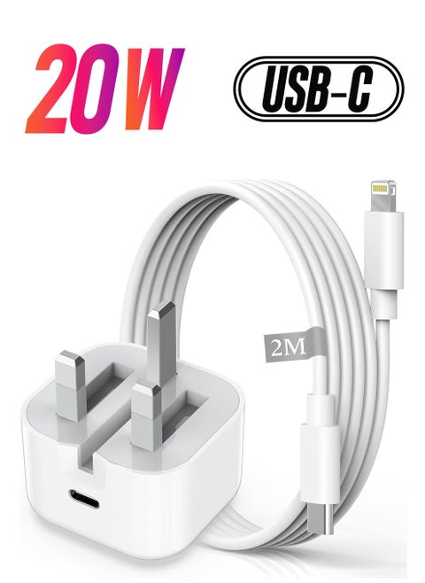 iPhone Fast Charger, iPhone Charger Plug and Cable 2M [Apple MFi Certified], HOSOW 20W USB C Fast Charger iPhone Power Adapter with USB C to Lightning Cable for iPhone 14 13 12 Pro Max/Mini/11/XS/SE/8