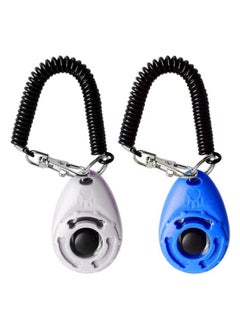 SunGrow SunGrow Dog Training Clickers with Black Wrist Strap, Pet Parrot, Puppy, and Kitten Clickers Training Kit, Flat Drop-Shape Button, Blue and White, 2-Pack  - Image 1