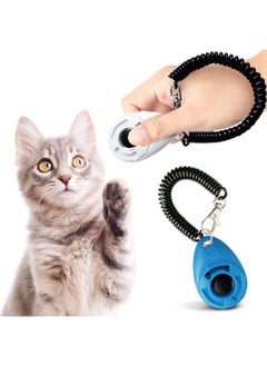 SunGrow SunGrow Dog Training Clickers with Black Wrist Strap, Pet Parrot, Puppy, and Kitten Clickers Training Kit, Flat Drop-Shape Button, Blue and White, 2-Pack  - Image 2