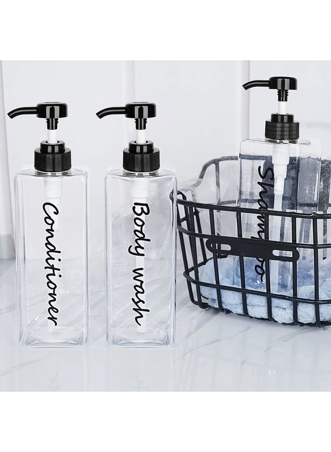 DIDROOM Shampoo Dispenser - Refillable Shampoo and Conditioner Bottles (Clear, Set of 3, 21oz) - Modern Shampoo Bottles for Shower Soap - Empty Shampoo Conditioner Body Wash Dispenser Set - for Bathroom - Image 5
