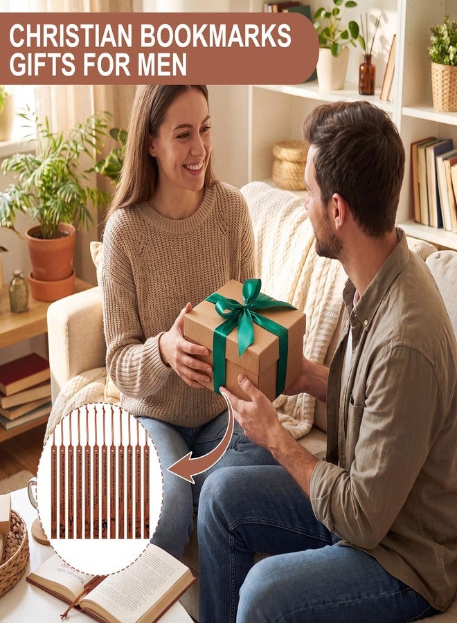 وسيكس 12 قطعة من فواصل الكتب الجلدية للرجال مع آيات من الكتاب المقدس، 6 بوصات - Image 5