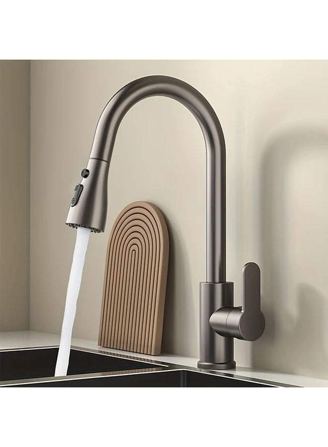 Brass Pull Out Kitchen Faucet With Rotating Spray Head Electroplating Color Three Mode Water Outlet - Image 2