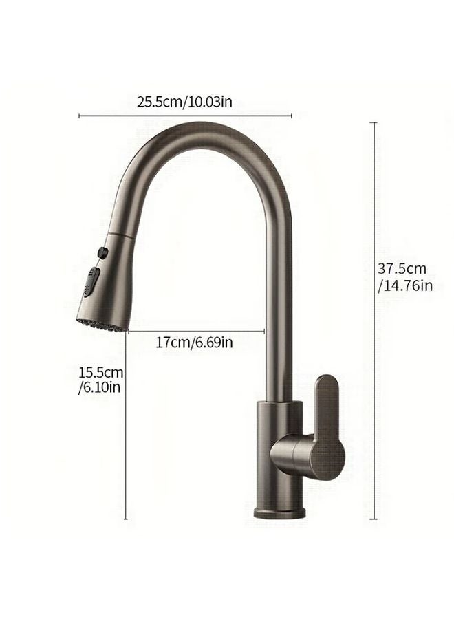 Brass Pull Out Kitchen Faucet With Rotating Spray Head Electroplating Color Three Mode Water Outlet - Image 5