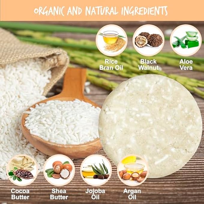 Relaxcation WATER PROTEIN RICE BAR SHAMPOO FOR HAIR GROWTH | SOLID RICE SHAMPOO FOR WEAK OR DAMAGED HAIR | MOISTURIZING, NOURISHING & REFRESHING | MADE IN USA - Image 3