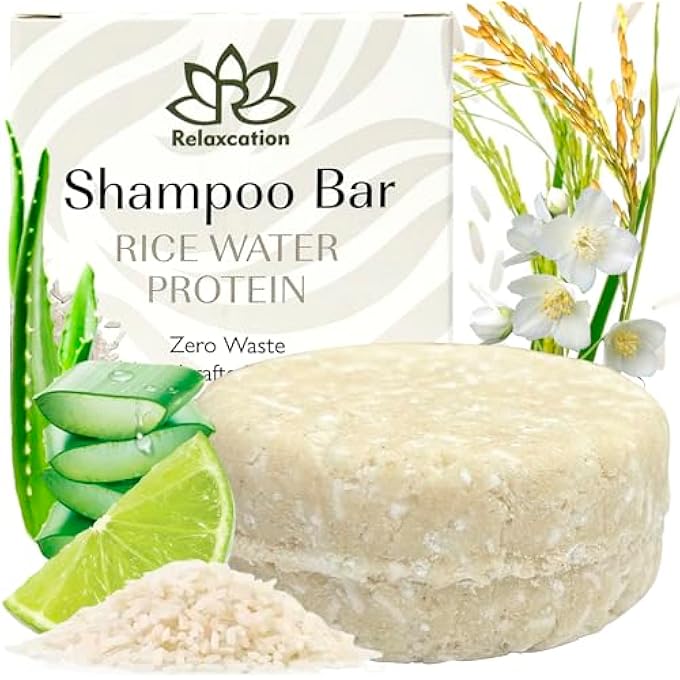 Relaxcation WATER PROTEIN RICE BAR SHAMPOO FOR HAIR GROWTH | SOLID RICE SHAMPOO FOR WEAK OR DAMAGED HAIR | MOISTURIZING, NOURISHING & REFRESHING | MADE IN USA - Image 1