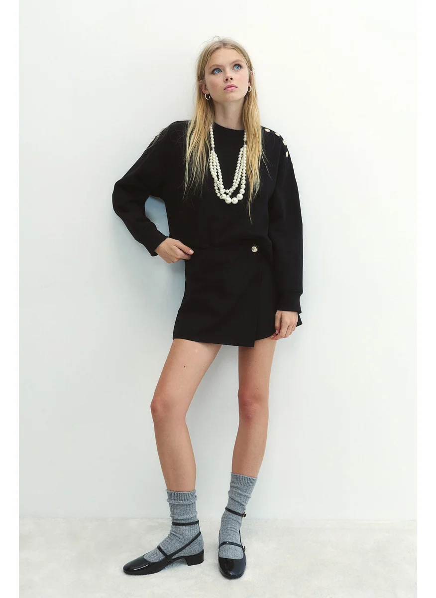 H&M Button-Detail Sweatshirt