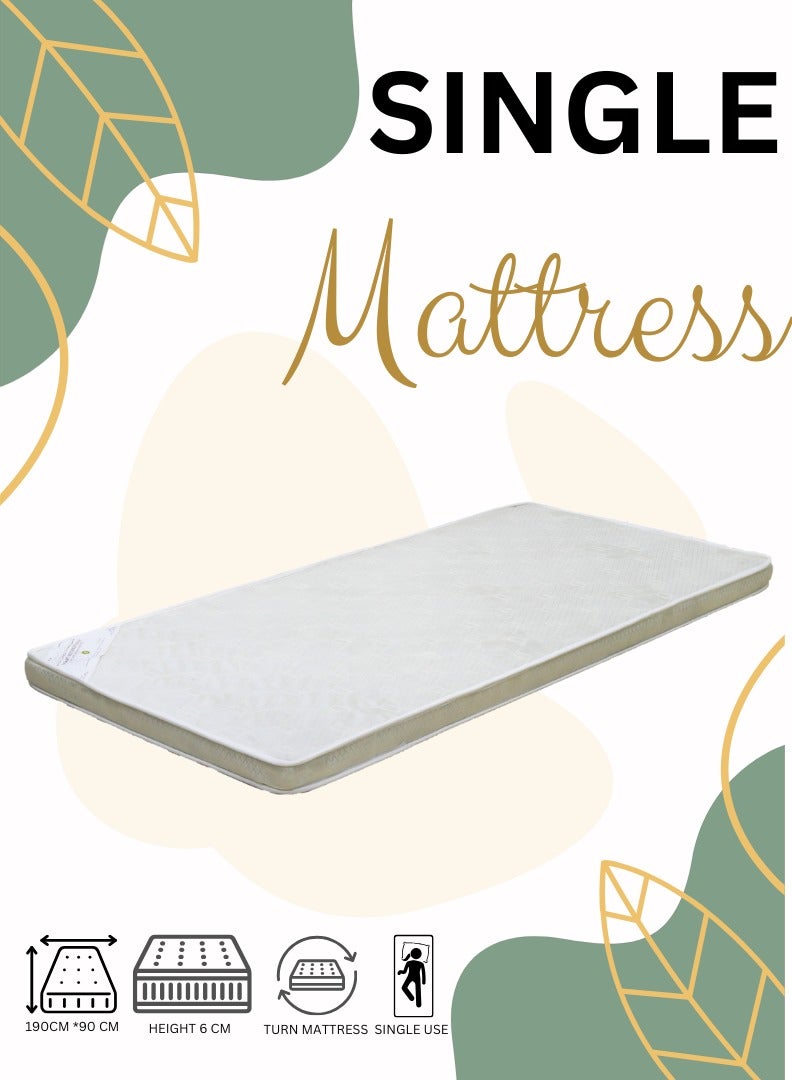 اي اف تي مرتبة طبية فردية عالية الكثافة، مصنوعة من إسفنج عالي الجودة. مرتبة فاخرة للاستخدام الفردي، توفر راحة فائقة ومتانة عالية. الأبعاد: 190 سم × 90 سم × 6 سم (عرفان). - Image 1