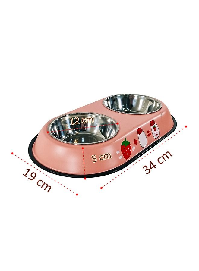 MAJIBAO Dog & Cat Food & Water Feeder in Stainless Steel Bowls, Metal Casing or Bowls Holder, Small Size Bowls, Rubber or Silicon Grip for No Sliding, Pink Color, Bowl Diameter 12 Cm  - Image 3