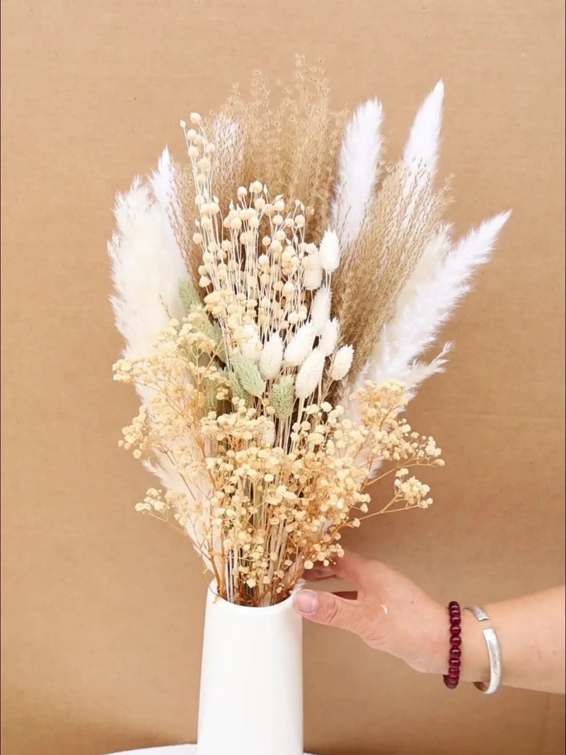 Bluejw Natural Dried Flower Bouquet - Beige Pampas Grass & Dried Plants for Wedding Home Decor - Image 3