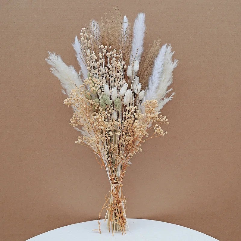 Bluejw Natural Dried Flower Bouquet - Beige Pampas Grass & Dried Plants for Wedding Home Decor - Image 5