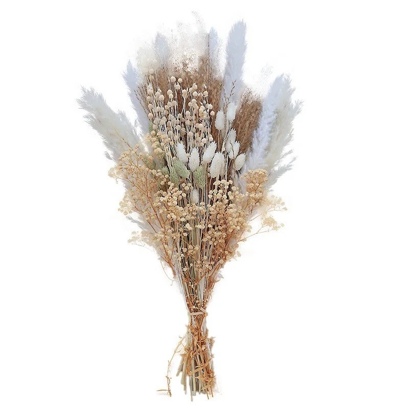Bluejw Natural Dried Flower Bouquet - Beige Pampas Grass & Dried Plants for Wedding Home Decor - Image 2