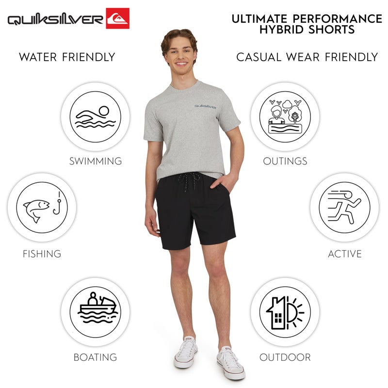 Quiksilver Men's Regular Fit Stretch Waist Water Friendly Active Hybrid Shorts, Black, Large - Image 3