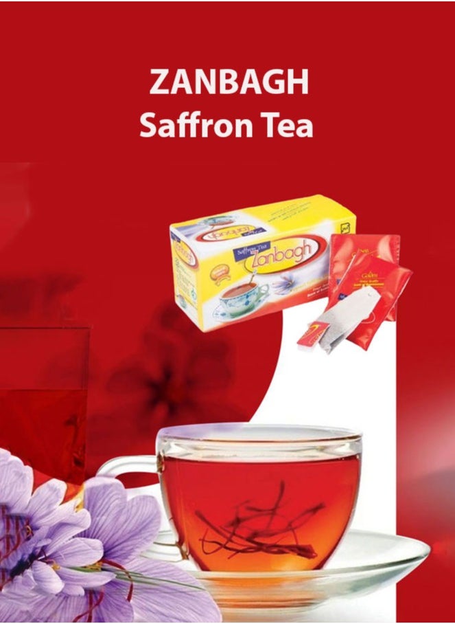 ZANBAGH Original Saffron Tea Bag, Saffron Black Tea, Aromatic and Rich Taste, For Relaxation and Calmness, Set 20 pcs - 40gr  - Image 3
