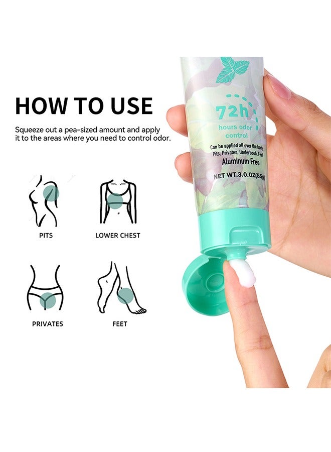 lakerain 72h Hours Odor Control - 85g Body Invisible Deodorant Cream Vanilla Floral Whole Body Fragrance Deodorant Natural Scented Skin Safe for Armpit Privates and Other Parts Odour Control Cream - Image 5
