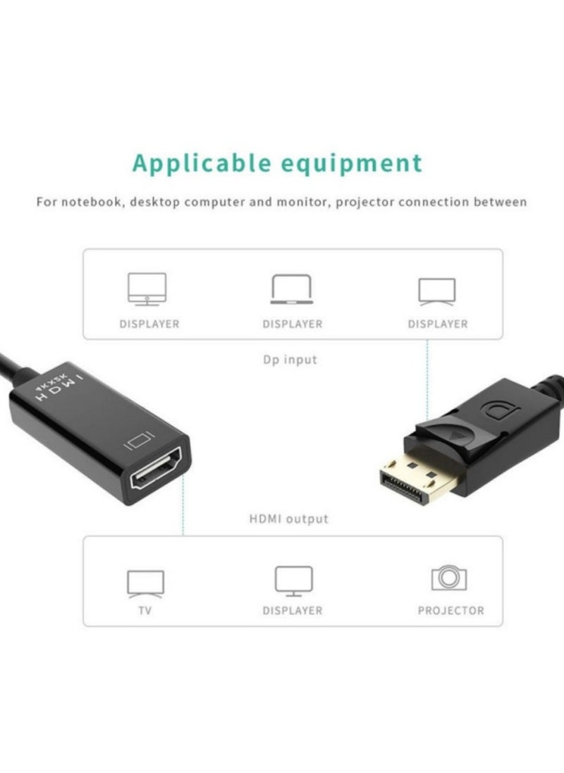 ماركة غير محددة - كابل محول DP إلى HDTV HDMI 4K 30 هرتز مطلي بـ HDMI كابل DP الذكور إلى كابل HDMI Enda (أسود) - Image 1