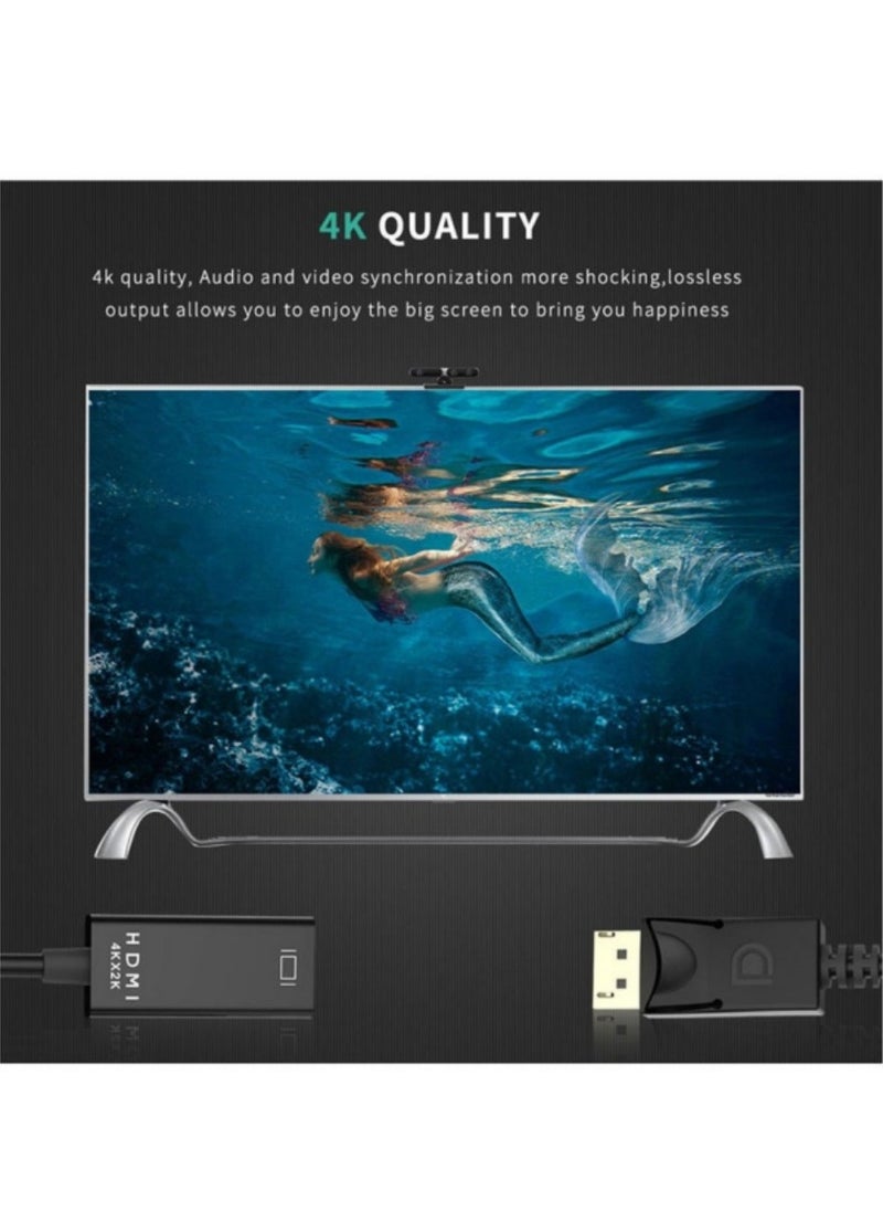 ماركة غير محددة - كابل محول DP إلى HDTV HDMI 4K 30 هرتز مطلي بـ HDMI كابل DP الذكور إلى كابل HDMI Enda (أسود) - Image 1