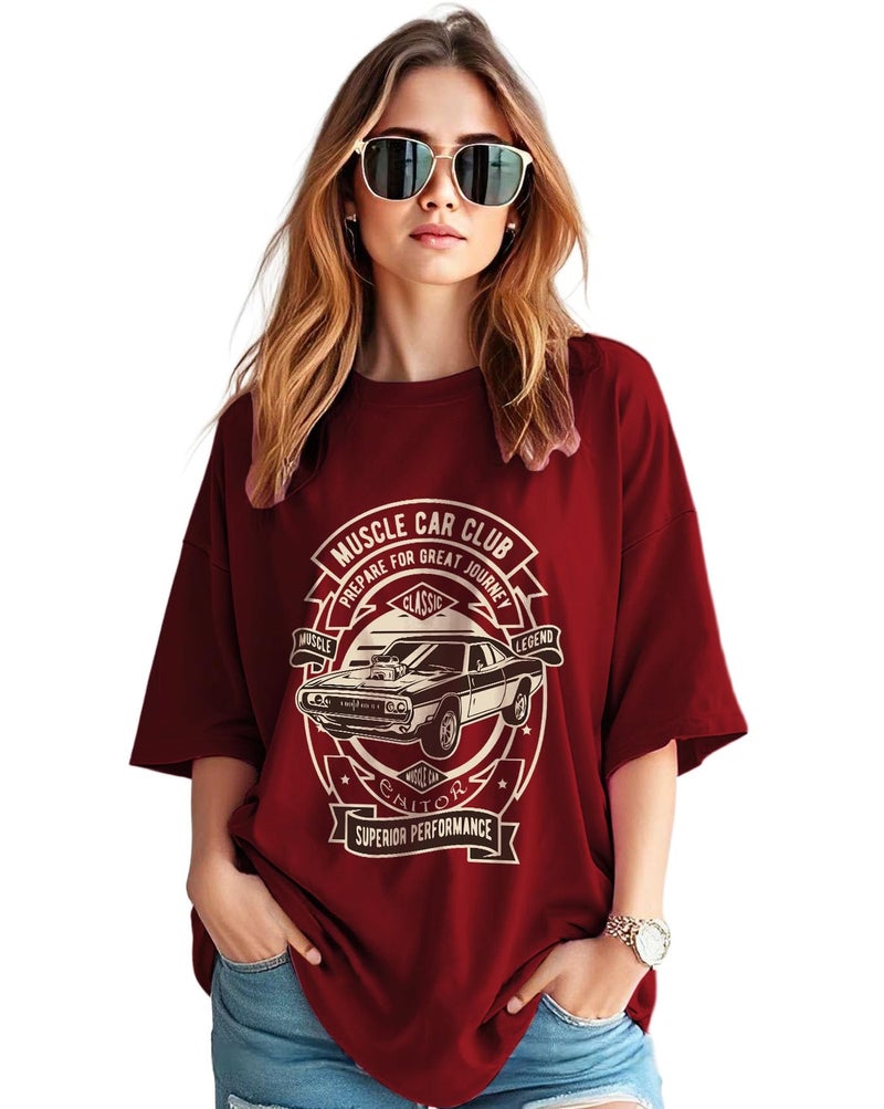 AUSK Oversized T-Shirt for Womens || Graphic Front Printed Loose fit Womens Tshirt - Image 1