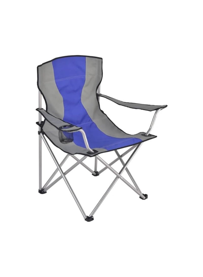 VIO Large Outdoor Chair Padded Durable Foldable Beach Chair with Bag and Cup Holder Supports Up to 125 KG 275 LBS Perfect for Outdoor Pool Picnic Camping Travel Fishing Lawn Blue Grey  - Image 3