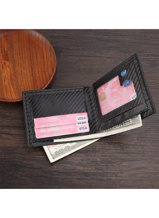 Men’s Bifold Wallet with Carbon Fiber Texture – Large Capacity PU Leather Wallet with Multi-Card Slots, Coin Pocket & Cash Compartment, Slim Minimalist Design - Image 2