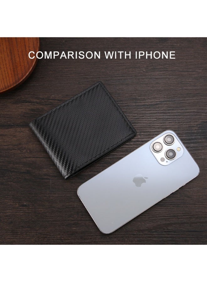 Men’s Bifold Wallet with Carbon Fiber Texture – Large Capacity PU Leather Wallet with Multi-Card Slots, Coin Pocket & Cash Compartment, Slim Minimalist Design - Image 4