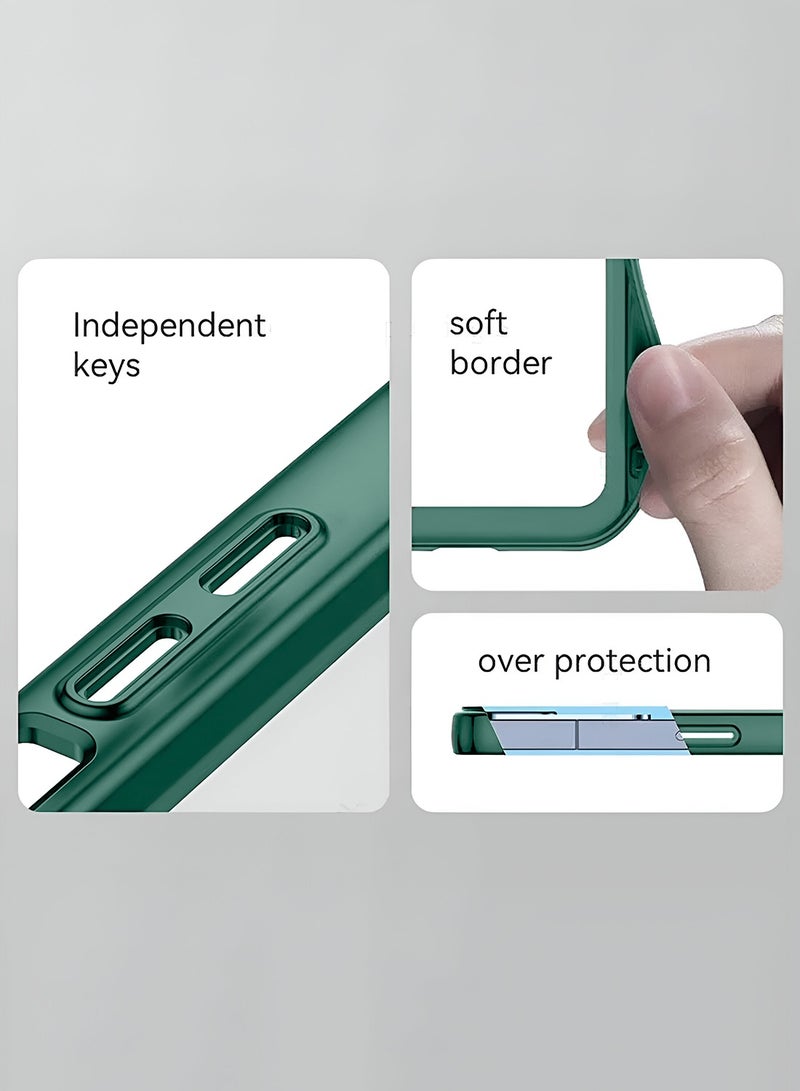 Wtech Infinix Smart 10 Plus 2025 Soft Transparent TPU Camera Lens Protection Silicone Ultra Thin Phone Stylish Electroplated Camera Border Back Case Cover - Dark Green - Image 4