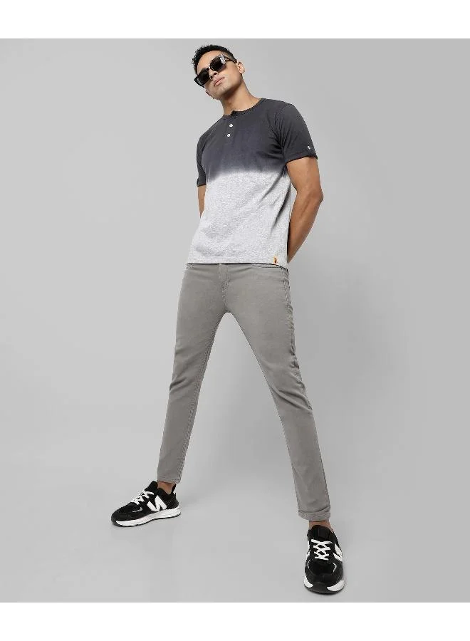 CAHOOT  Men's Grey Colourblocked Regular Fit Casual T-Shirt for Men | Best Price UAE