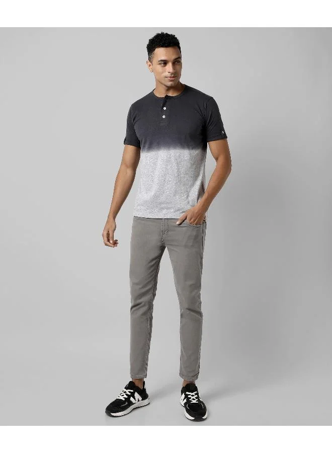CAHOOT  Men's Grey Colourblocked Regular Fit Casual T-Shirt for Men | Best Price UAE