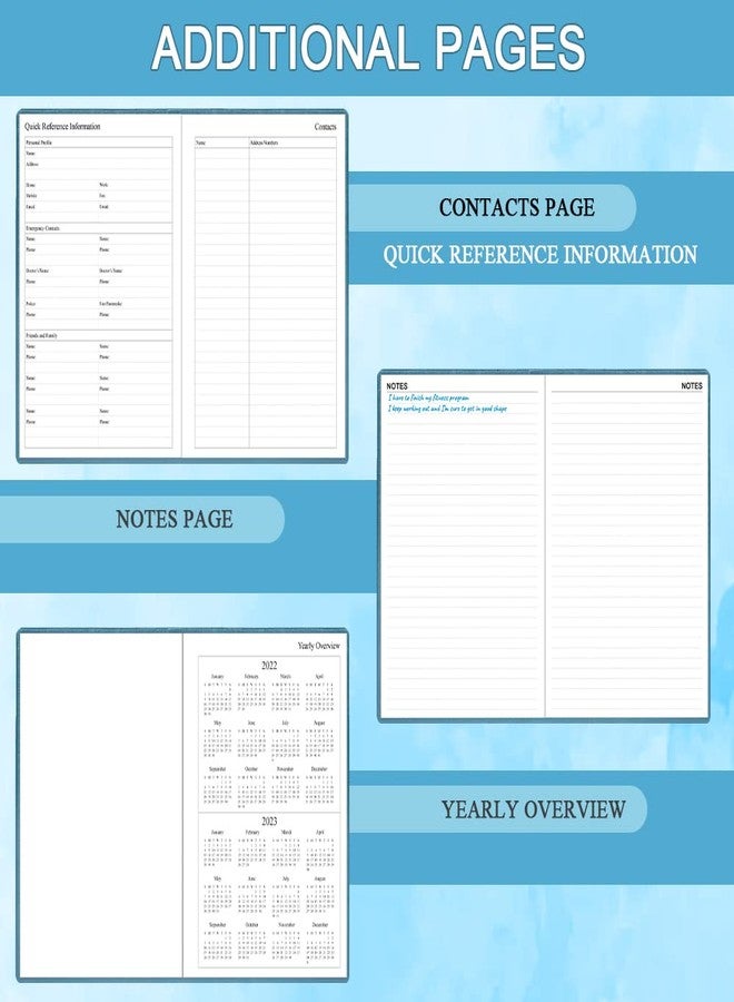 Getvow Undated Planner for Any Year - Weekly & Monthly Planner & Journal to Track Goals, Perfect to Organize Your Daily Life, 5.85" x 8.25", Blue - Image 4