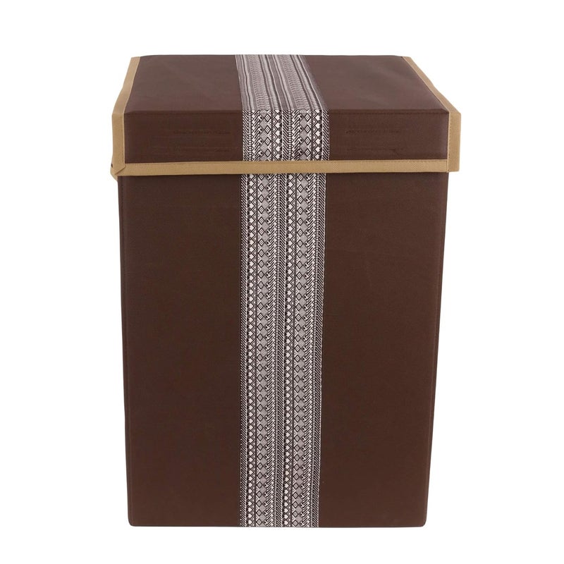 SHREY CREATION Shrey Creation Non Woven Foldable 68Ltrs Laundry BagStorage BasketBin with Lid and Handle for Washing Clothes for Dirty Dress Pack of 1 Colour Brown  - Image 1