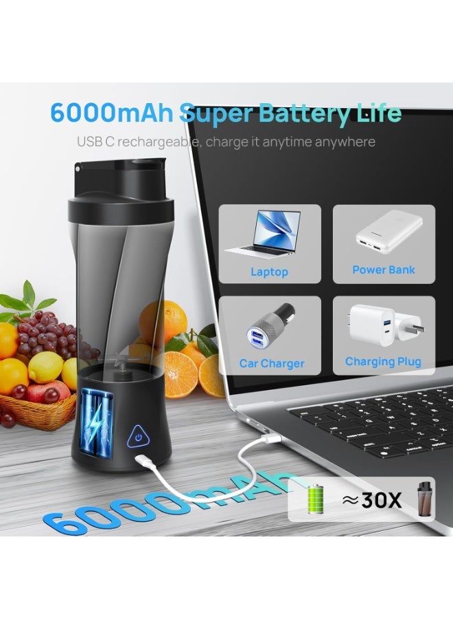 YZMA GLOBAL Portable USB Rechargeable Personal Smoothie Blender (700ML) | 360W Powerful Motor, 6000mAh Battery, Travel Blender, Office, Gym, Type-C - Image 4