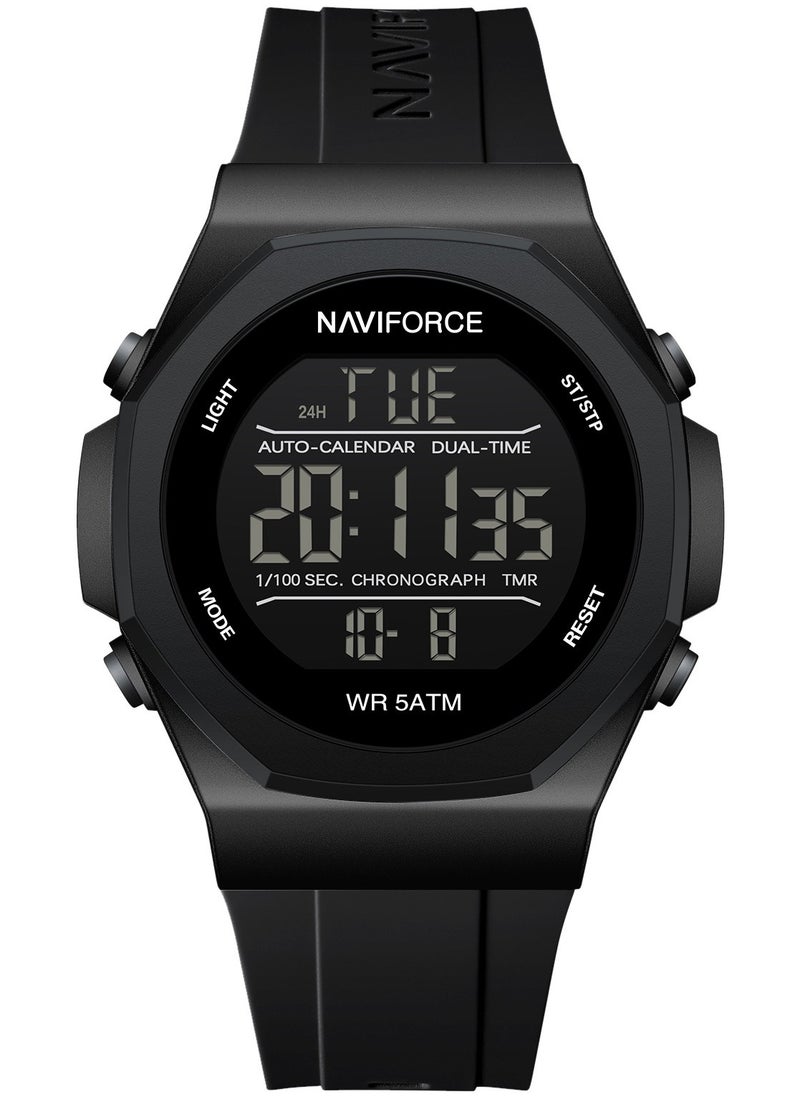 NAVIFORCE Fumed Silica Strap Multifunctional Digital LCD Wrist Watch For Men NF7117 B/B  - Image 1
