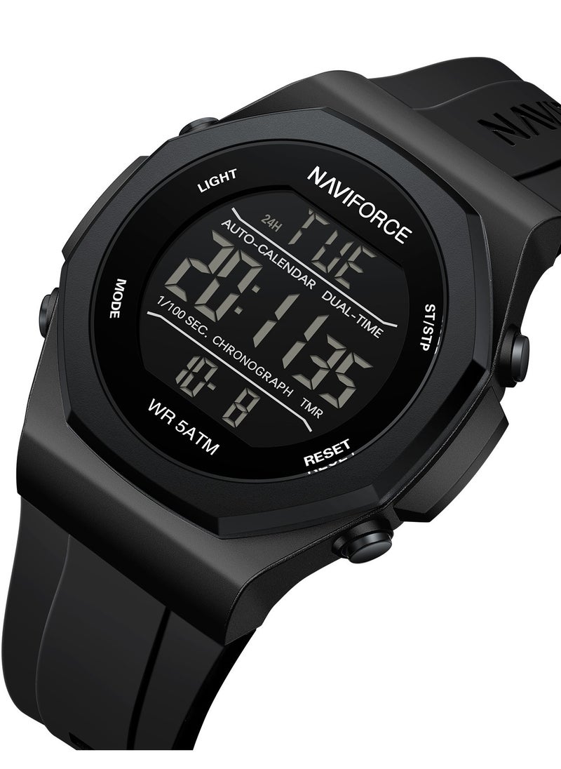 NAVIFORCE Fumed Silica Strap Multifunctional Digital LCD Wrist Watch For Men NF7117 B/B  - Image 2
